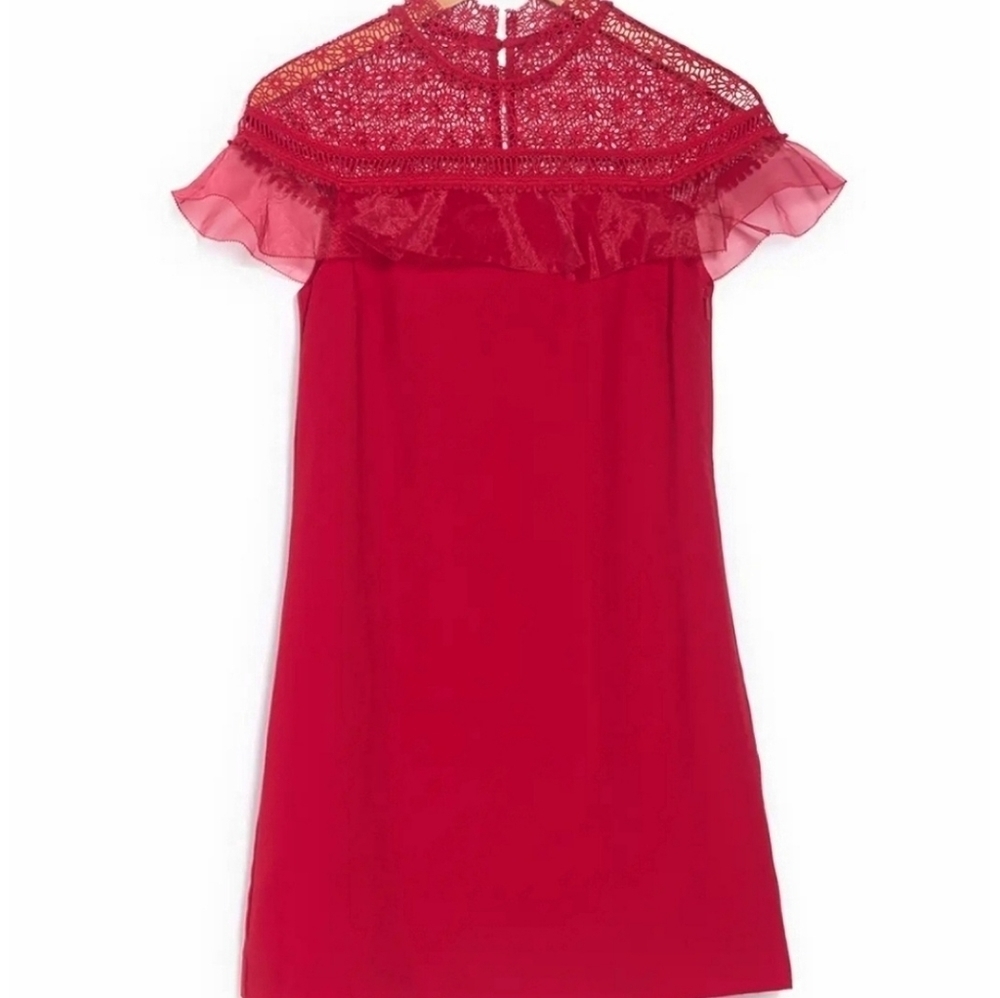 🌸 NEW Ted Baker |Red Ruffle Shift Dress 6 - Picture 4 of 16